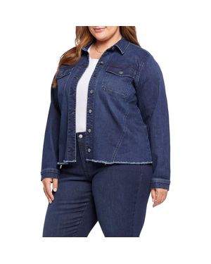 NYDJ Fray Hem Denim Trucker Jacket - Blue