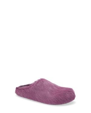 Marni Fussbett Sabot Genuine Calf Hair Clog - Purple