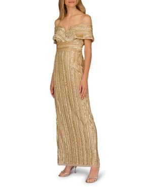 Aidan Mattox Embellished Off The Shoulder Gown - Natural