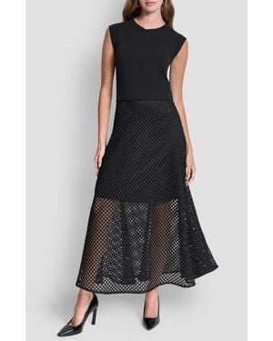 DKNY Fauchet Mixed Media Maxi Dress - Black