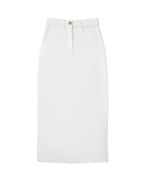 Ulla Maija Maxi Fly Front Straight Pocket Skirt - White