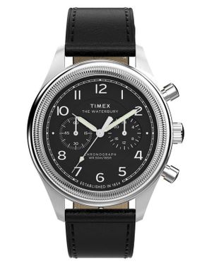Timex Waterbury Metropolitan Chronograph Leather Strap Watch, 41Mm - Black