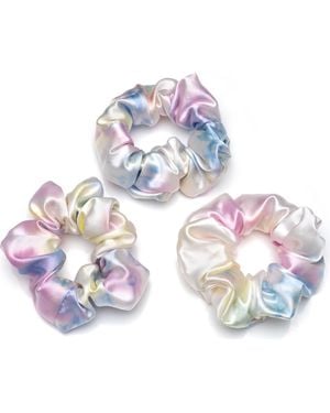 BLISSY 3-Pack Silk Scrunchies - White