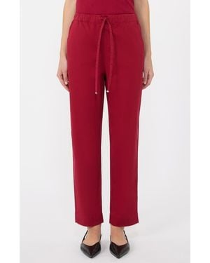 MM by Max Mara Mara Drawstring Stretch Cotton Pants - Red