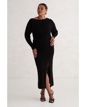 KADA The Cashmere Off Shoulder Sweater Dress - Black