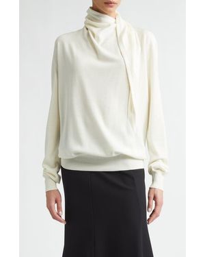 Jil Sander Scarf Tie Virgin Wool Sweater - White
