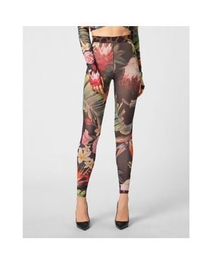 Philipp Plein Flare Pants Flowers - Red