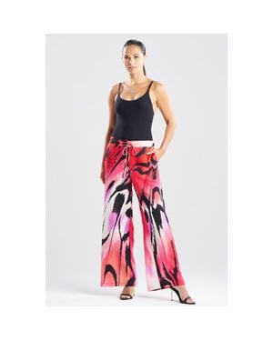 Natori Butterfly Linen Blend Pants - Red