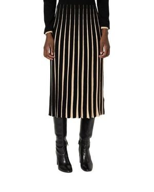 Gerard Darel Bibiane Two Tone Pleated Knit Midi Skirt - Black
