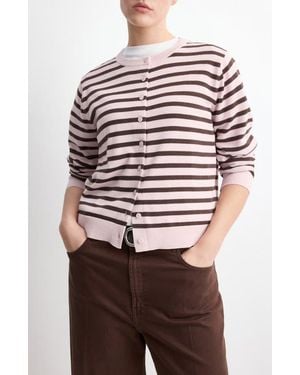Mango Stripped Knit Cardigan - Red
