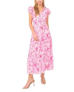 Halogen® Double Ruffle Sleeve Midi Dress - Pink
