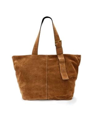 AllSaints Alba Zip Suede Tote - Brown