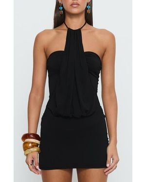 Princess Polly Slip Away Draped Halter Minidress - Black