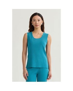 Ming Wang Mid Length Scoop Neck Knit Tank - Blue