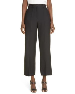 Valentino High Waist Straight Leg Crop Virgin Wool & Silk Pants - Black