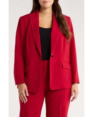 Kasper Peak Lapel One-Button Blazer - Red
