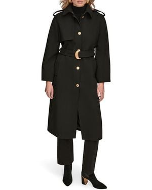 Donna Karan Modern Crepe Trench Coat - Black