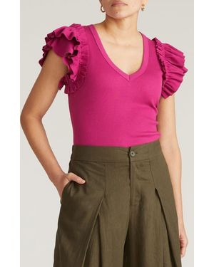 UNIVERSAL STANDARD Debbie Ruffle Sleeve Top - Pink