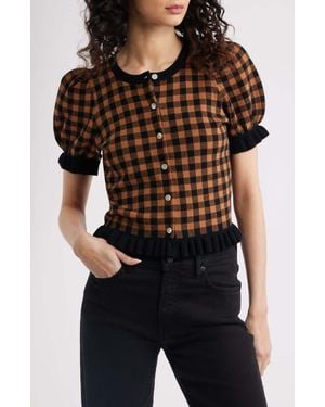 Rails Lora Gingham Short Sleeve Cardigan - Black