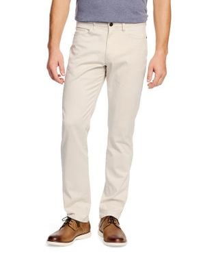 Johnston & Murphy Straight Leg Stretch Pima Cotton Pants - Natural