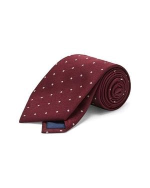 Mango Polka Dot Silk Blend Tie - Red