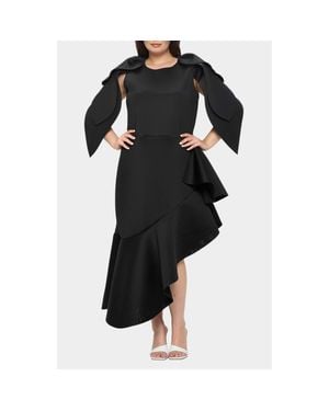 L I V D Kaskade Asymmetric Ruffle Dress - Black