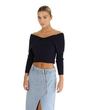 Belle & Bloom More Than Words Collared Knit Top - Blue