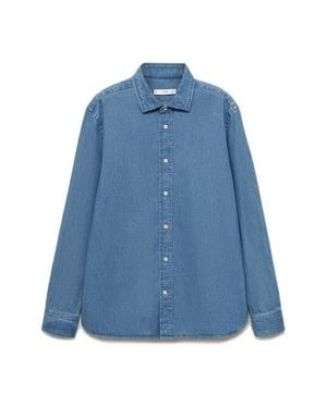 Mango Denim Button-Up Shirt - Blue