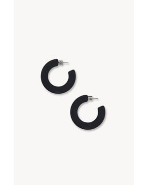 Machete Italian Acetate Open Hoop Earrings - Black