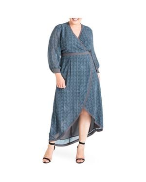 Standards & Practices Elle High/Low Wrap Dress - Blue