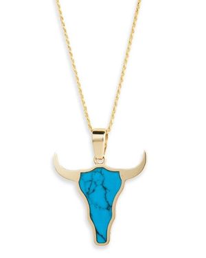 Established Mini Steer Inlay Pendant Necklace - Blue