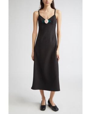 Sandy Liang Pilton Rosette Midi Dress - Black