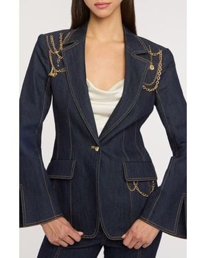 Cinq À Sept Love Token Danika Chain Denim Blazer - Blue