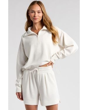 Zella Ultra Soft Knit Half Zip Pullover - White