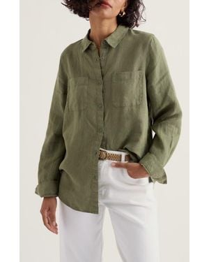 Seasalt Cornwall Hazel Branch Linen Button-Up Shirt - Green