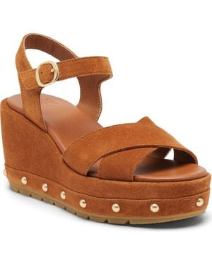 Sorel Sunpeak Ankle Strap Platform Wedge Sandal - Brown