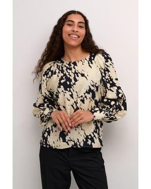 Kaffe Kalouise Long Sleeve Round Neck Blouse - Black