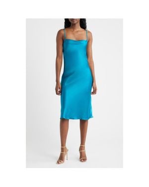 Jump Apparel Bow Back Satin Cocktail Slipdress - Blue