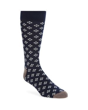 Nordstrom Geo Pattern Cotton Blend Dress Socks - Blue