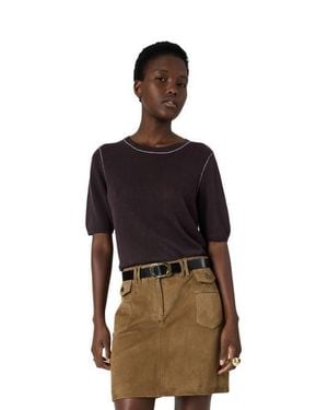 Gerard Darel Loumia Short Sleeve Sweater - Brown