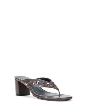 STAUD Nova Studded Thong Block Heel Sandal - White