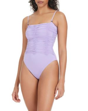Sanctuary Shirred One-Piece Swimsuit - Purple