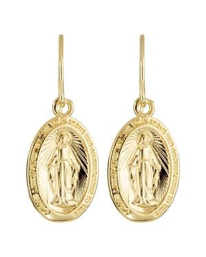 ATHRA LUXE Virgin Mary Medallion Drop Earrings - Metallic