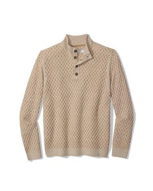 Tommy Bahama Cross Cable Button Neck Sweater - Natural