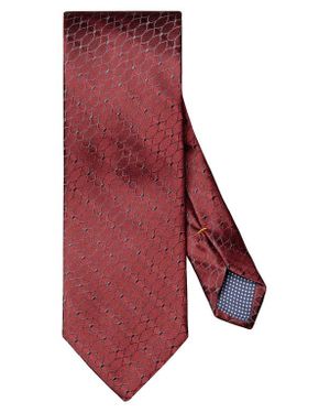 Eton Burgundy Patterned Silk Jacquard Tie - Red