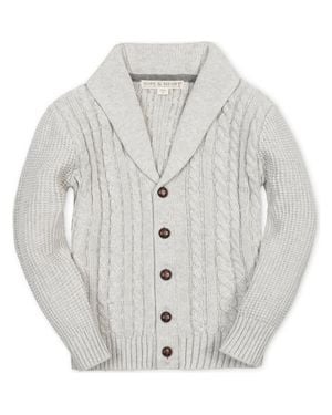 Hope & Henry Kids' Organic Shawl Collar Cable Sweater Cardigan - Gray