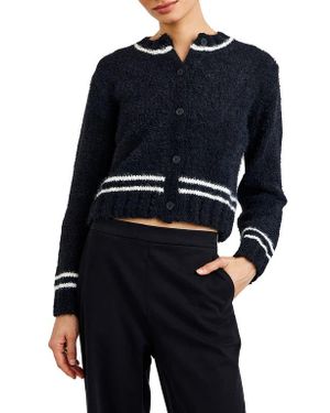 Bella Dahl Contrast Stripe Crop Cardigan - Blue