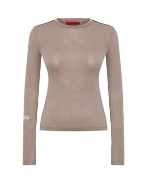 Pcfg Silken Touch Sheer Long-Sleeve Top - Gray