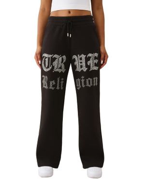 TRUE RELIGION Crystal Wide Leg Drawstring Pants - Black