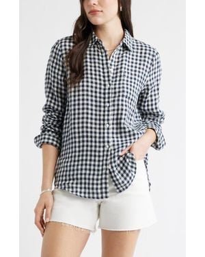 Caslon Casual Linen Button-Up Shirt - Multicolor